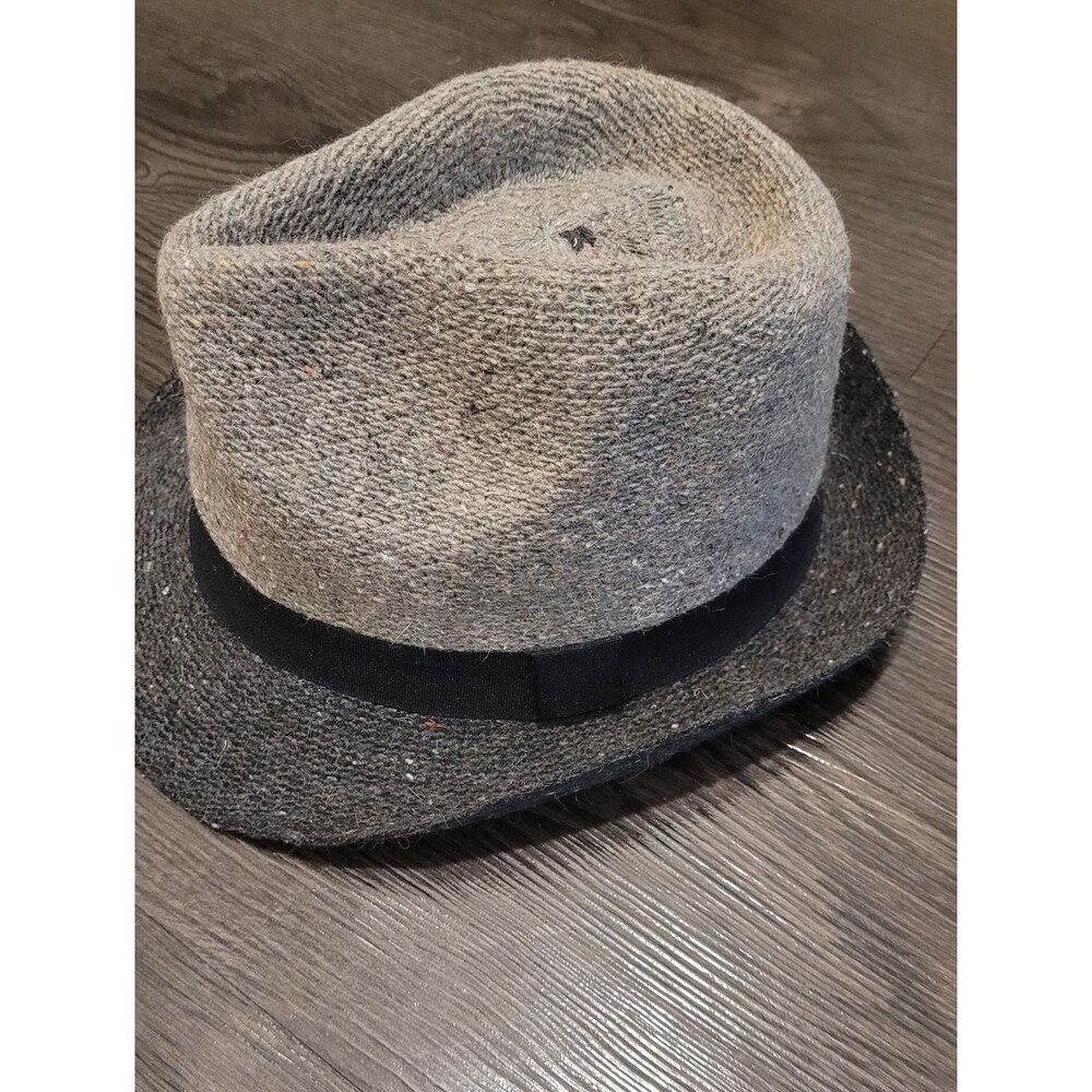 Midnight Velvet Tweed Gray Knit Hat Dark Academia Boho Industrial Preppy Chic